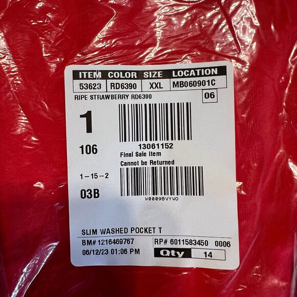 NWT J. Crew Men's Ripe Strawberry Red Washed Jersey Pocket Tee - Picture 7 of 11